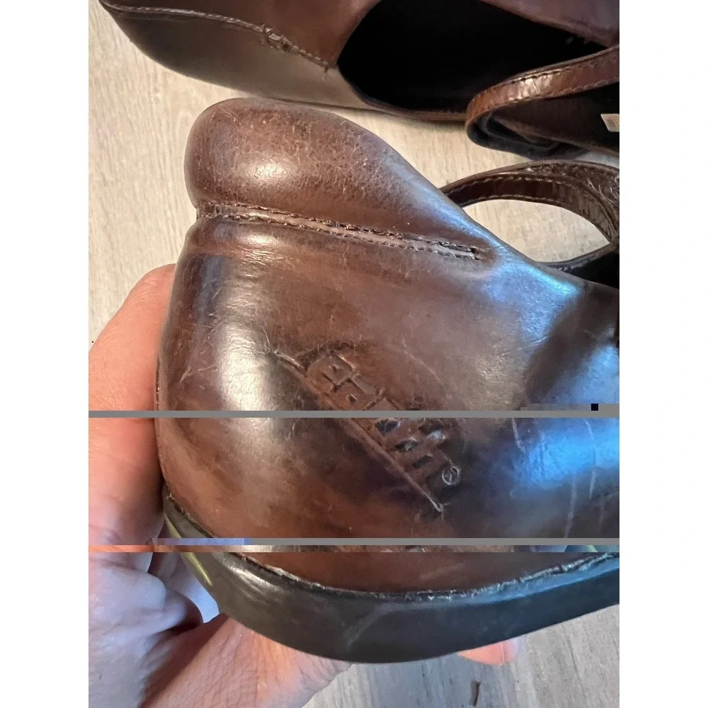 Womens 8 B Kalso Earth Solar Mary Jane Strap Shoes Brown Leather Negative Heel